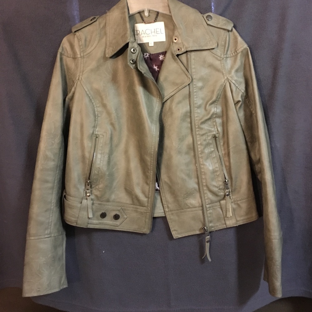 Faux Leather Charcoal Metallic Jacket