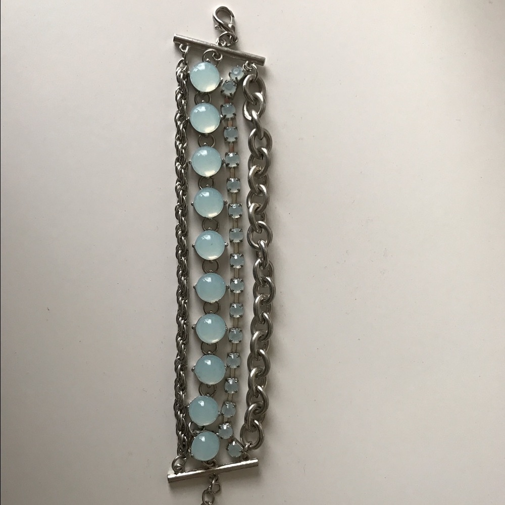 Silver and Light Blue Chain Bracelet