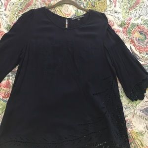 Navy embroidered top