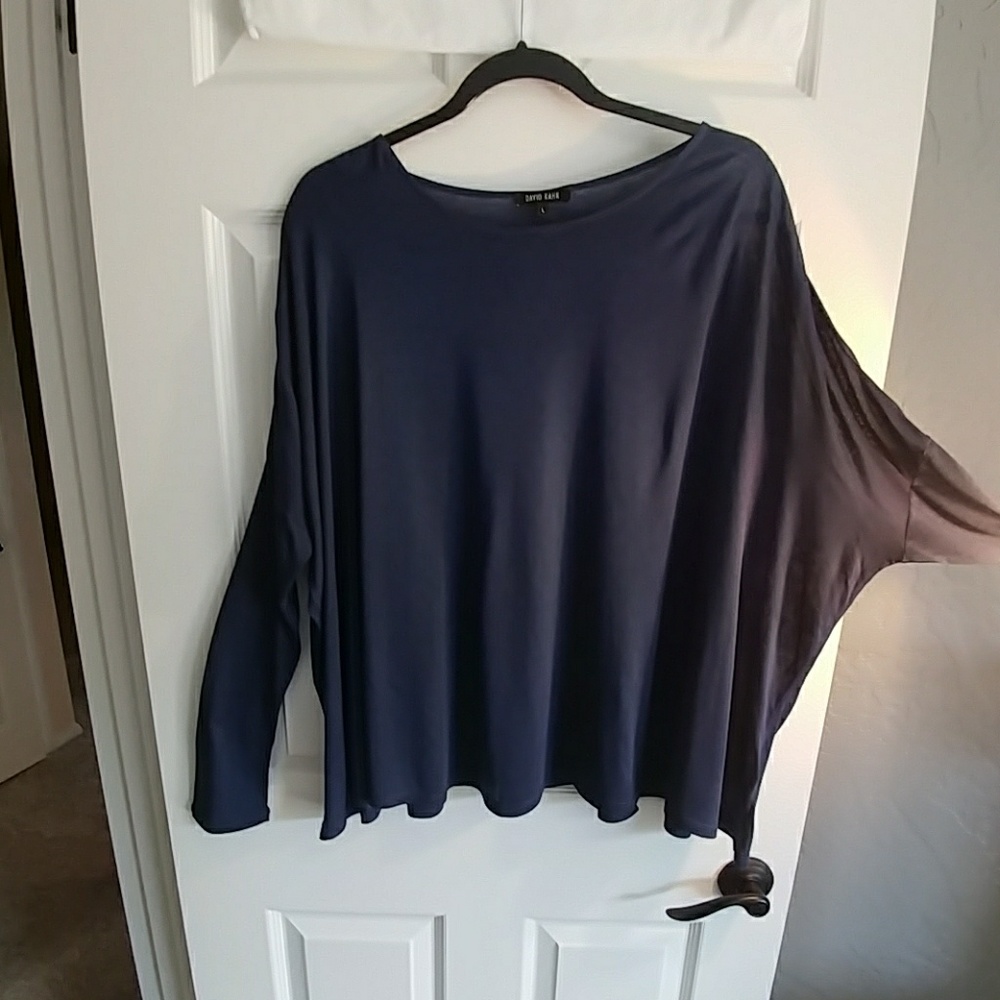 100% Rayon Navy blue long sleeve tee