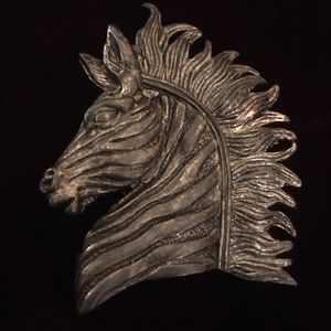 Vintage Metal Horse Scarf Ring/ Belt Buckle