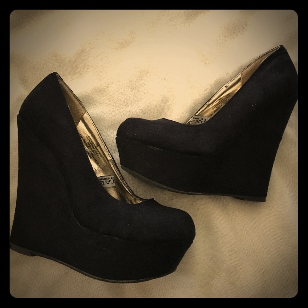 Black Suede Wedges