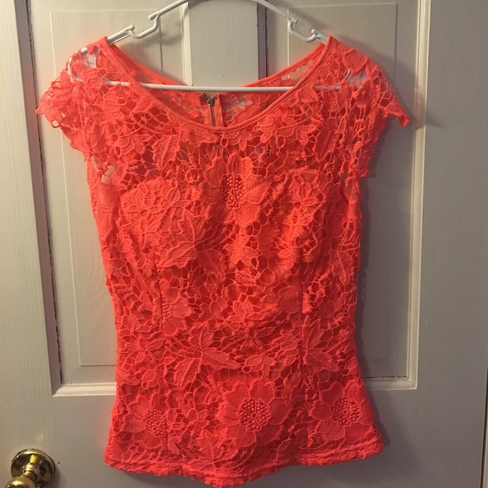 Bright pink lace top from Filly Flair