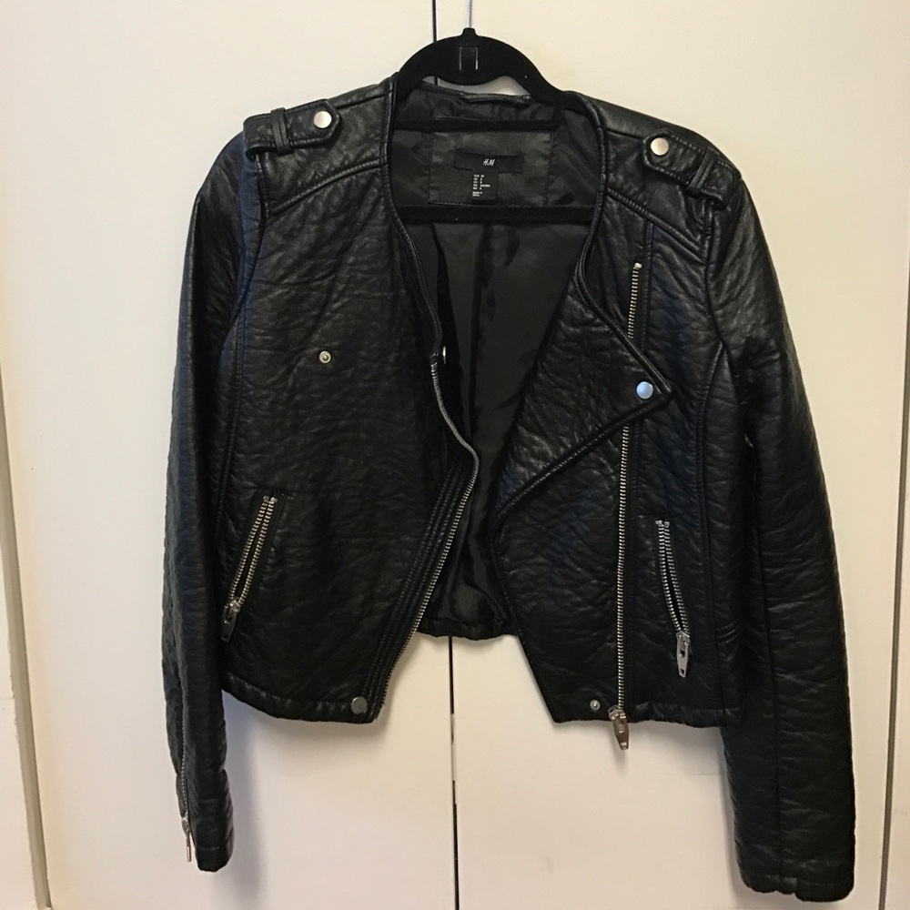 H&M faux leather black jacket size 8