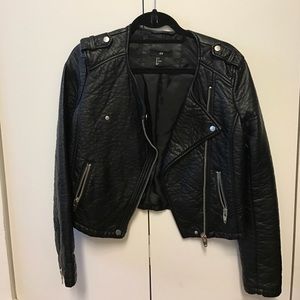 H&M faux leather black jacket size 8
