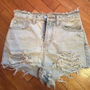 Nasty Gal Light Wash Demim High Wasted Shorts