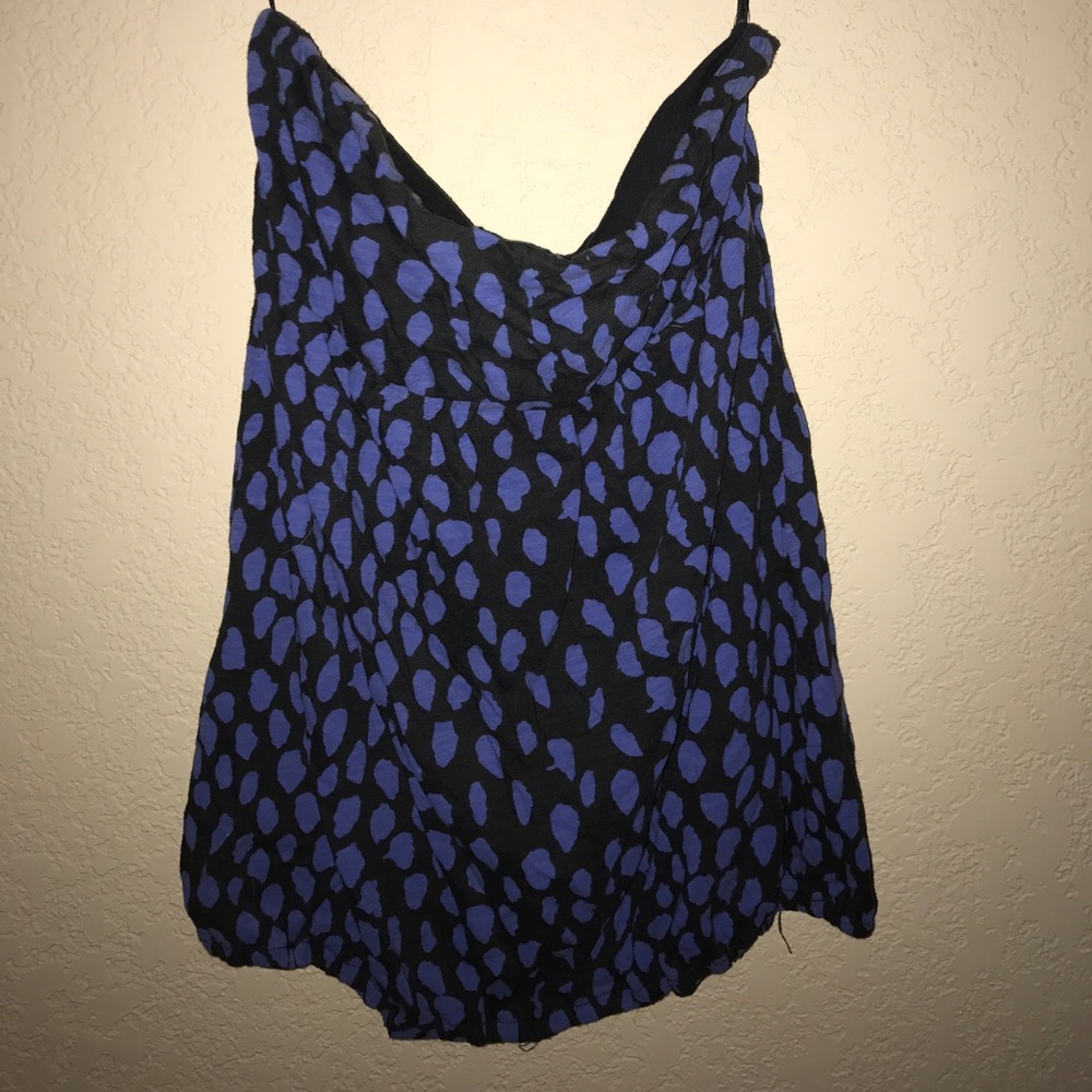 Black and blue print strapless tank