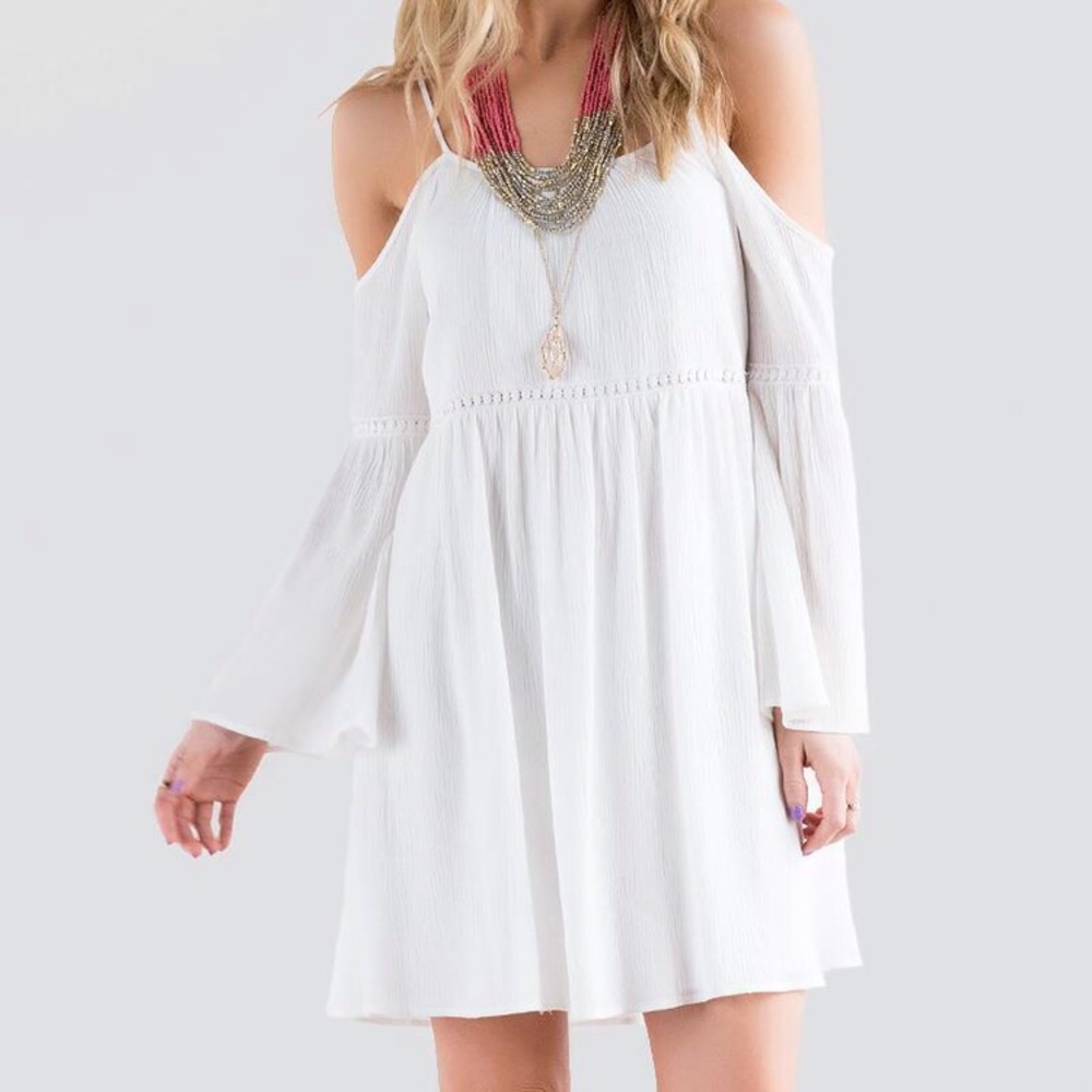 Francesca's Eloise Cold Shoulder Dress Ivory