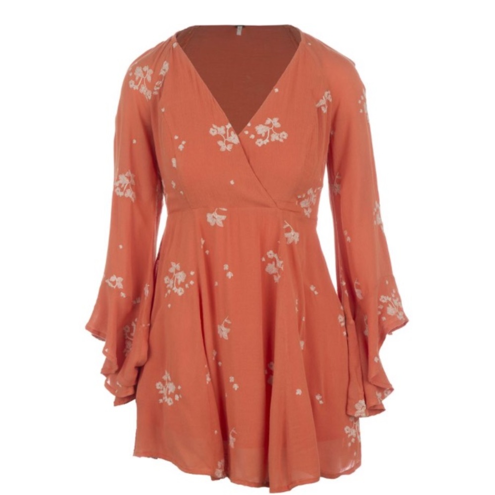 Free People gauze jasmine embroidered dress papaya