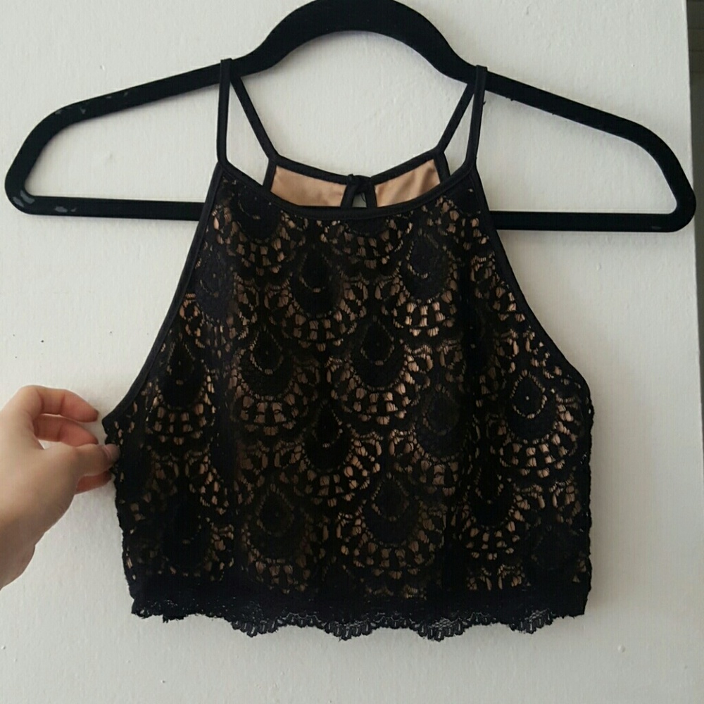 *SOLD*black lace crop top