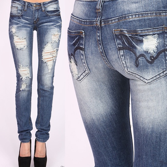 🚨1 HR SALE🚨ALUNA washed out skinny - MED DARK - Picture 4 of 4