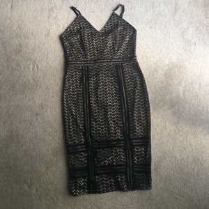 Lace Black and Cream Midi Dress