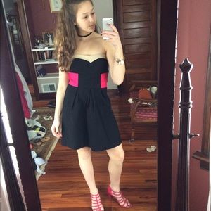 Strapless black party dress