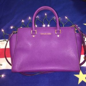 Michael Kors Selma Large Purple Satchel