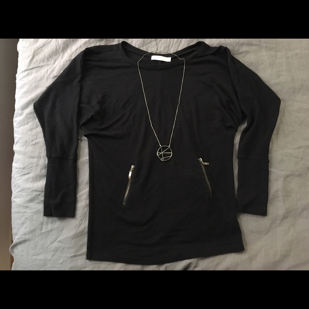 Black Batwing Slouchy Tunic Sweater