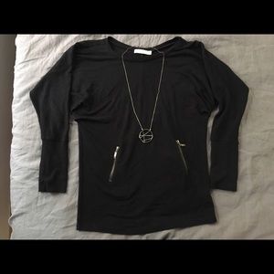 Black Batwing Slouchy Tunic Sweater