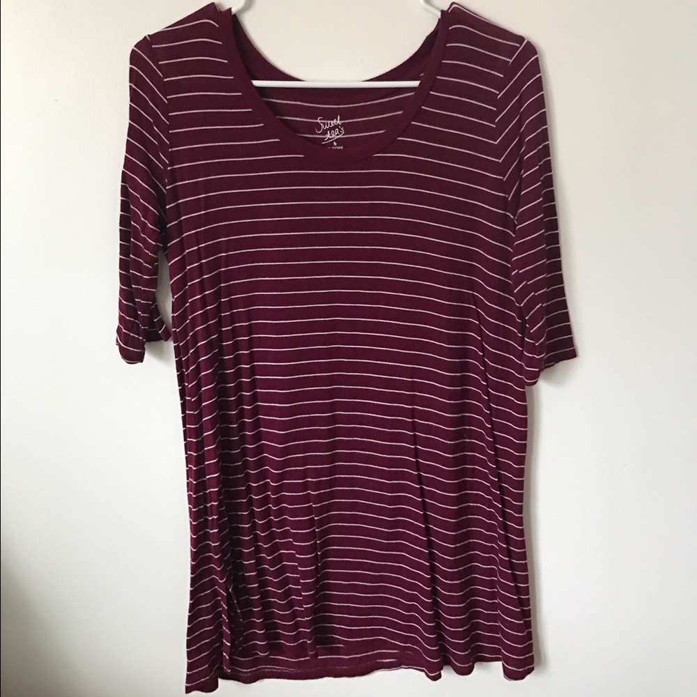 Comfy 3/4 sleeve burgandy top