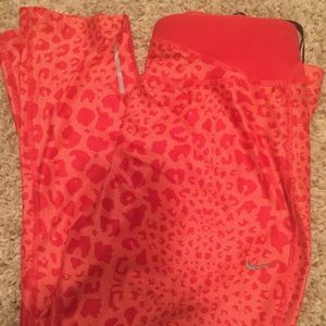 Nike dri fit coral cheetah print running capris
