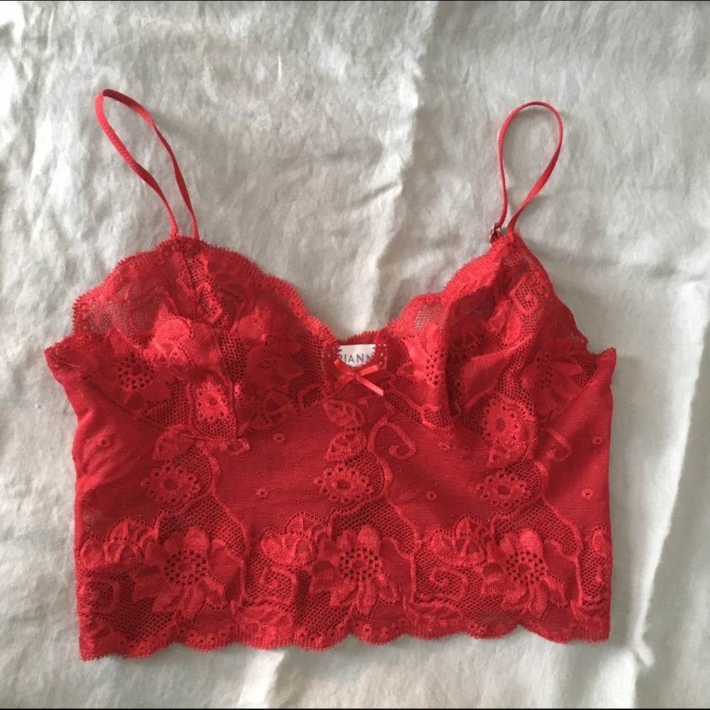 Red stretch lace bralette