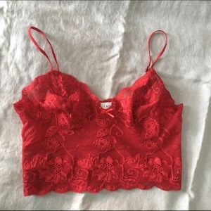 Red stretch lace bralette