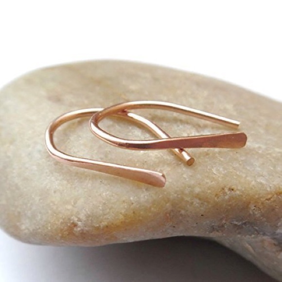 14K SOLID Rose or Yellow Convertible Threader Earrings or Ear Crawlers/Climbers - Picture 2 of 7