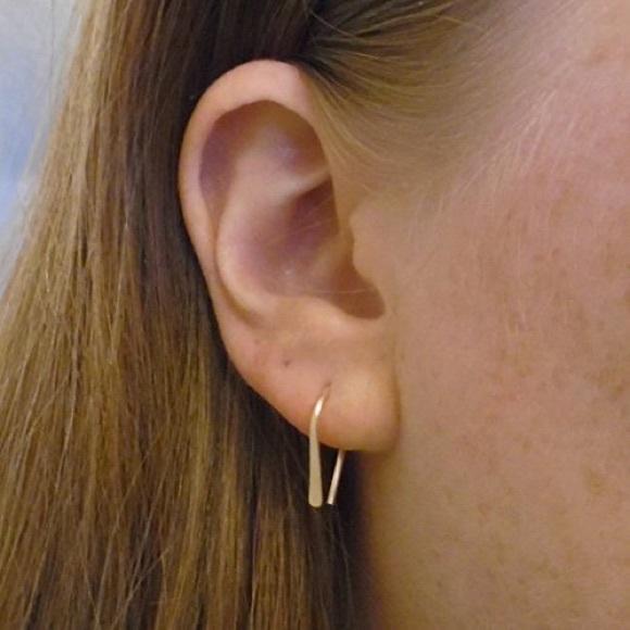 14K SOLID Rose or Yellow Convertible Threader Earrings or Ear Crawlers/Climbers - Picture 4 of 7