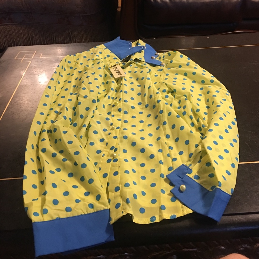 Blue and yellow dotted dress