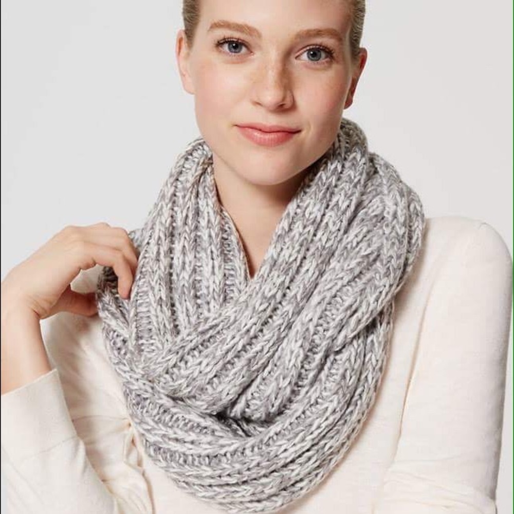 LAST CHANCE! Grey marbled knit infinity scarf