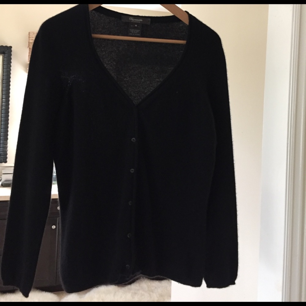 100% Cashmere beautiful Black button up sweater