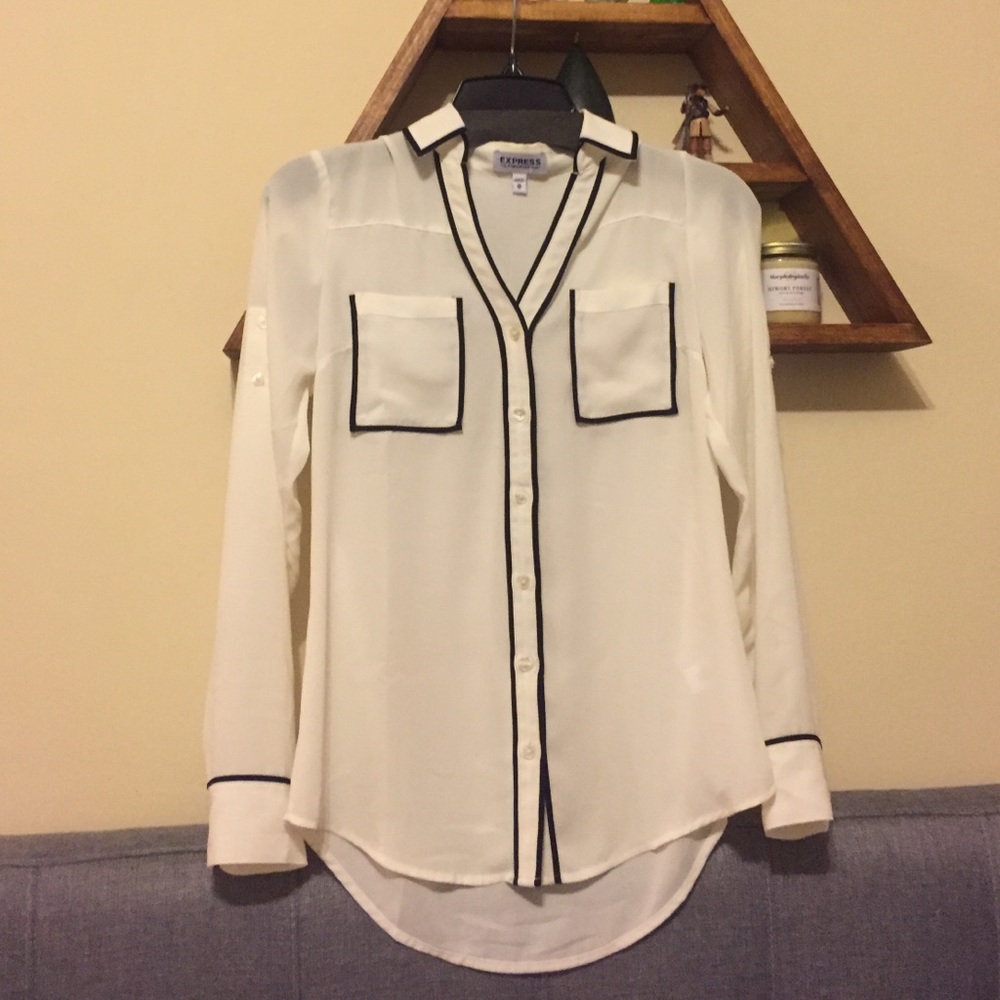Express Portofino top white with black piping