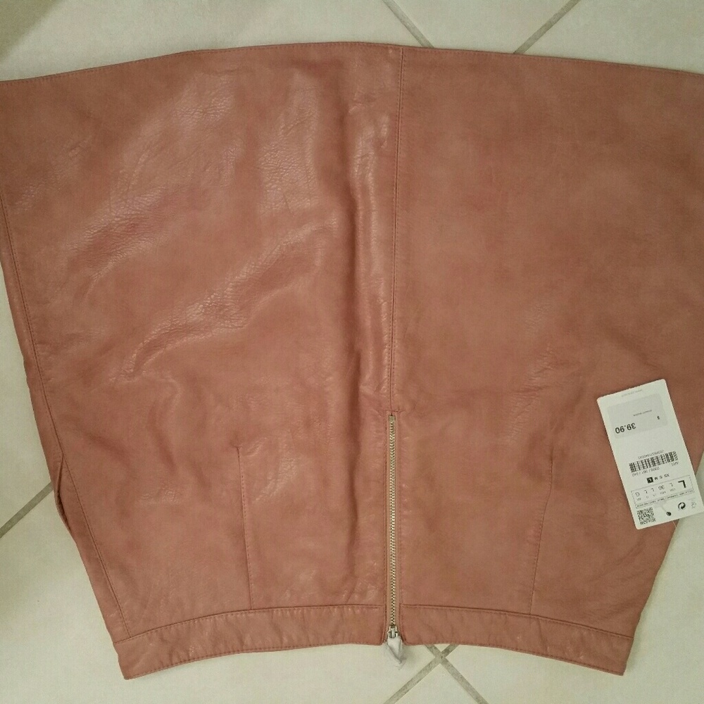 Blush pink Zara leather skirt Never been worn