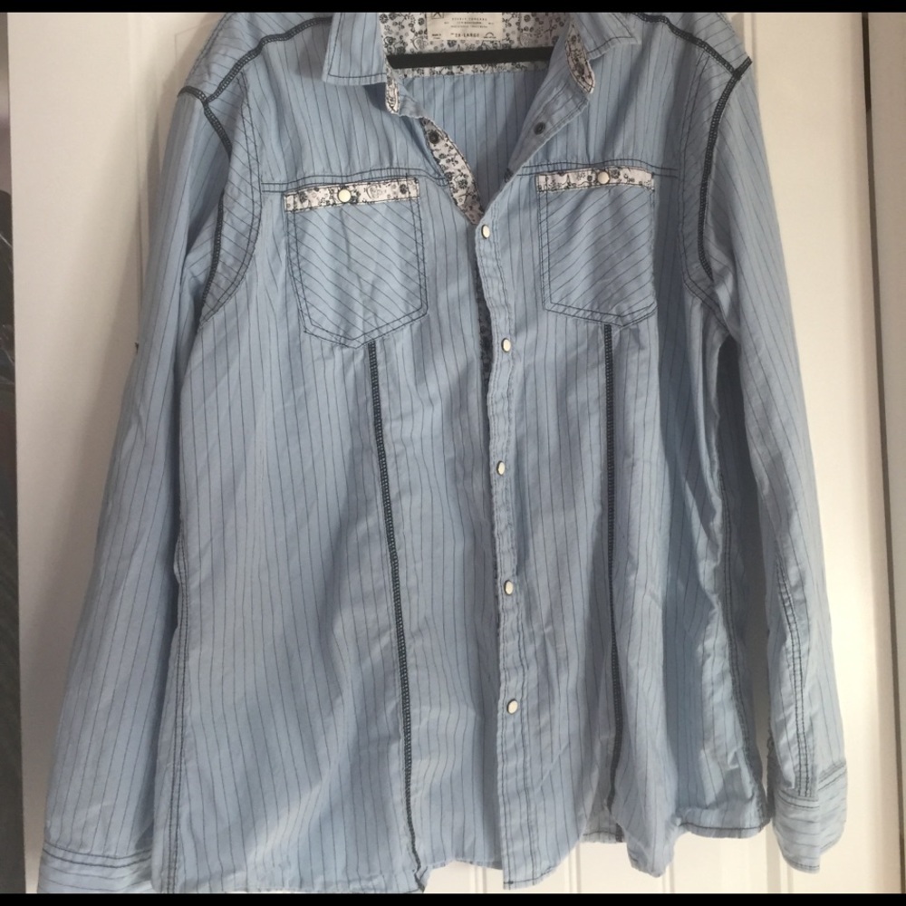 Pinstripe men's button up shirt