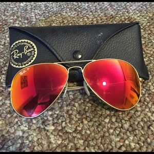 Reflective aviator sunglasses ray bans