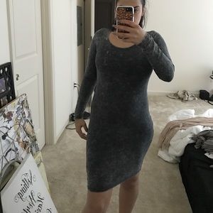Acid wash mini dress with long sleeves