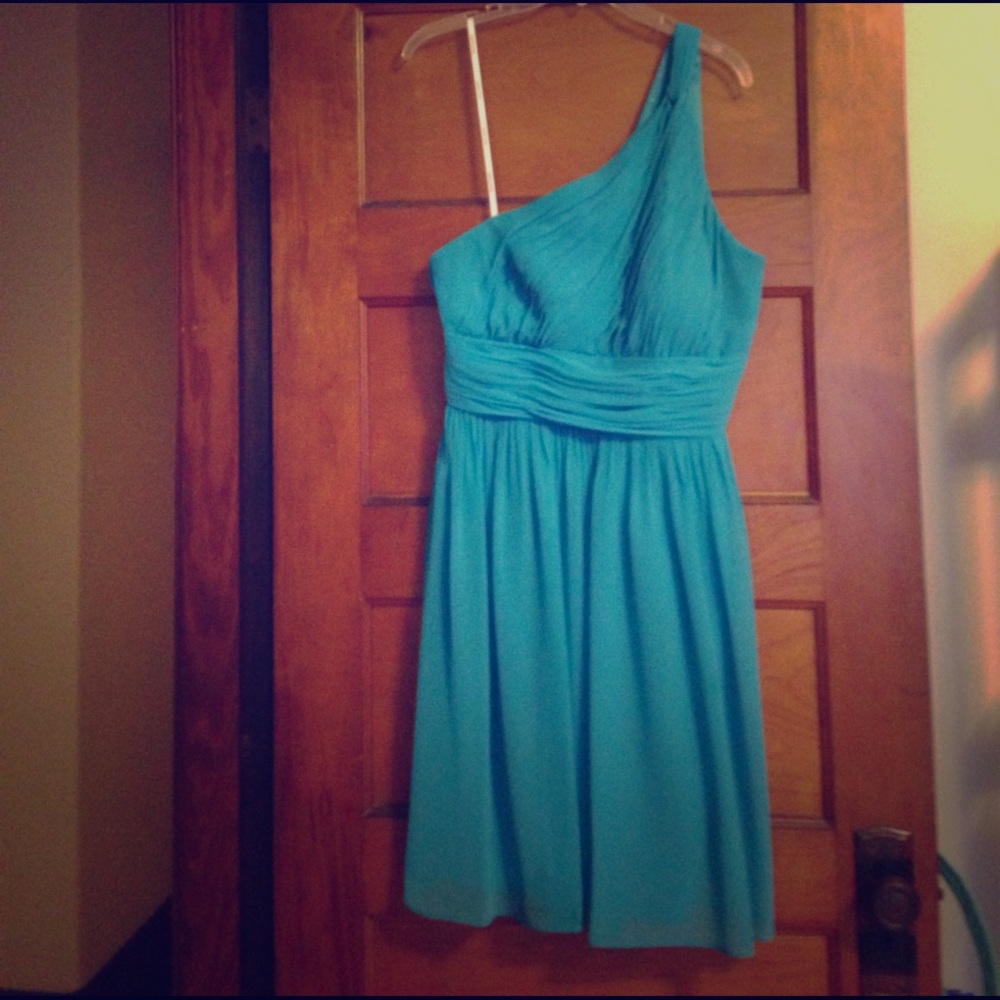 Donna Morgan one shoulder dress.