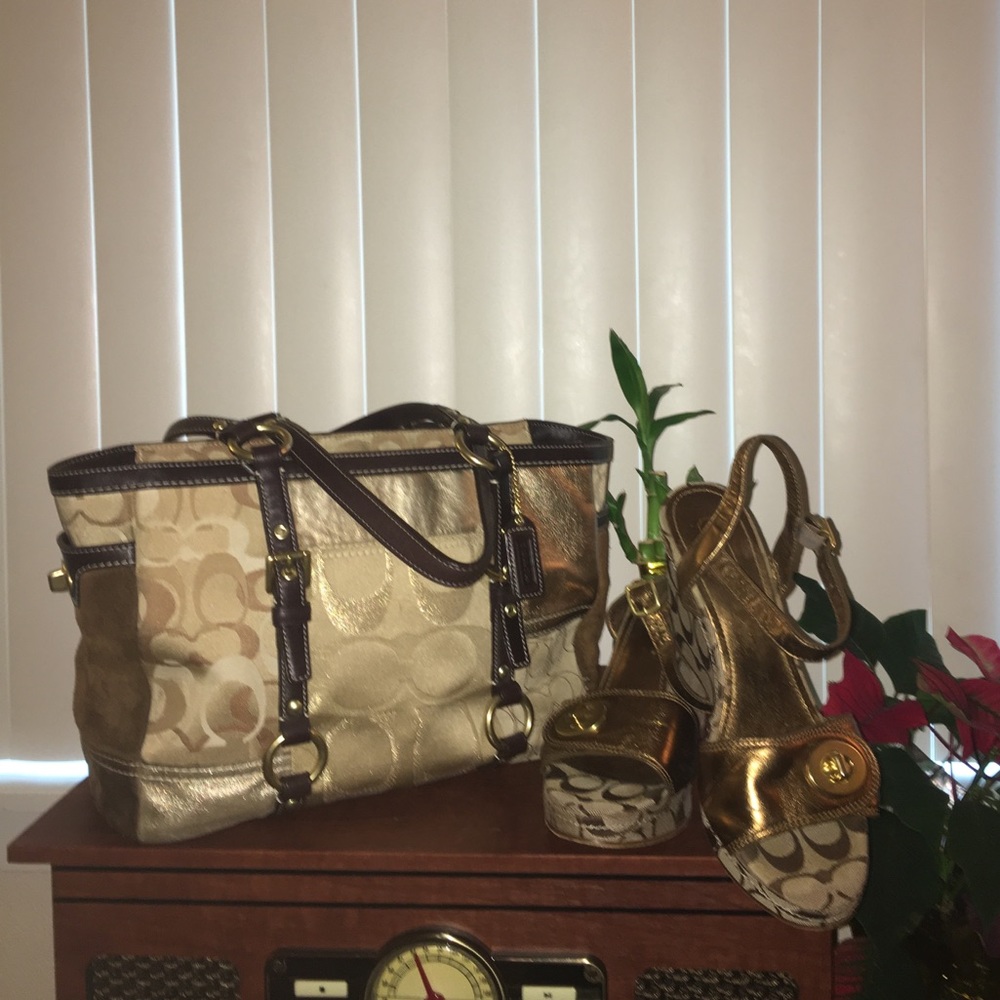 Coach Patchwork Tote + Coach Rana Platform Sandal