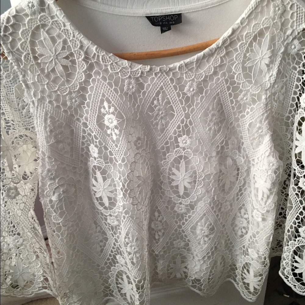White topshop lace top