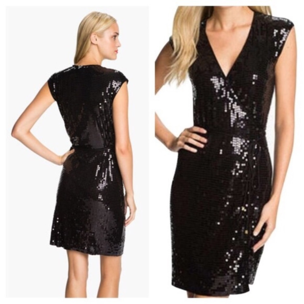 🔥 Michael Kors black sequin wrap dress