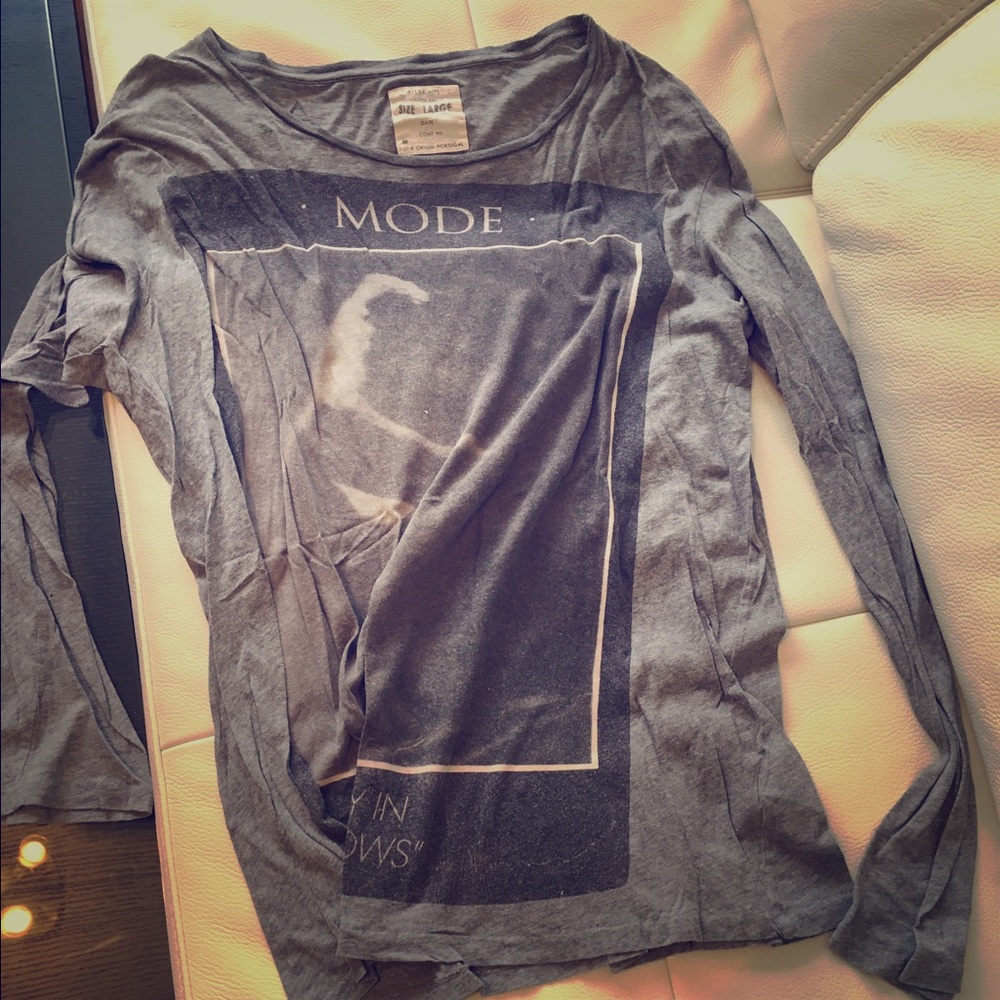 Gray Crew Neck Long Sleeve Shirt