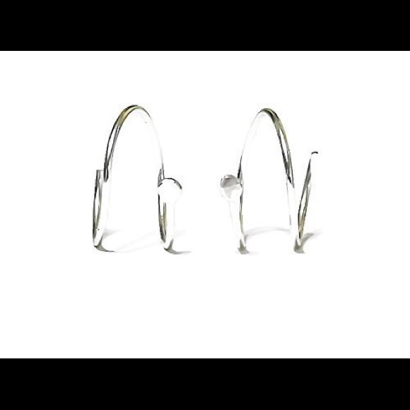 👉FIRM👈Hoops for 2 piercings Fine Sterling Silver - Picture 2 of 5