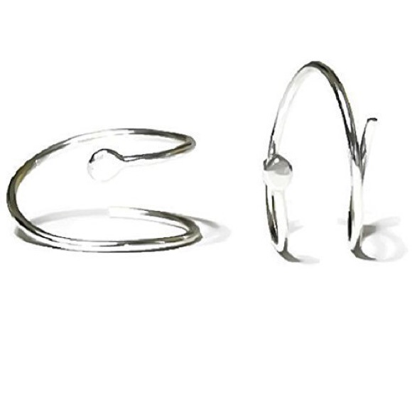 👉FIRM👈Hoops for 2 piercings Fine Sterling Silver - Picture 3 of 5