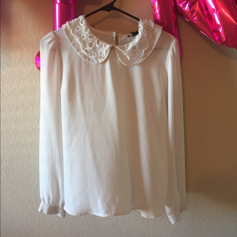 White Peter Pan collared blouse