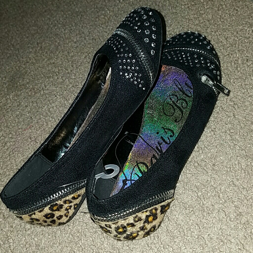 Ballet Flats with Sparkle and Cheetah print accent