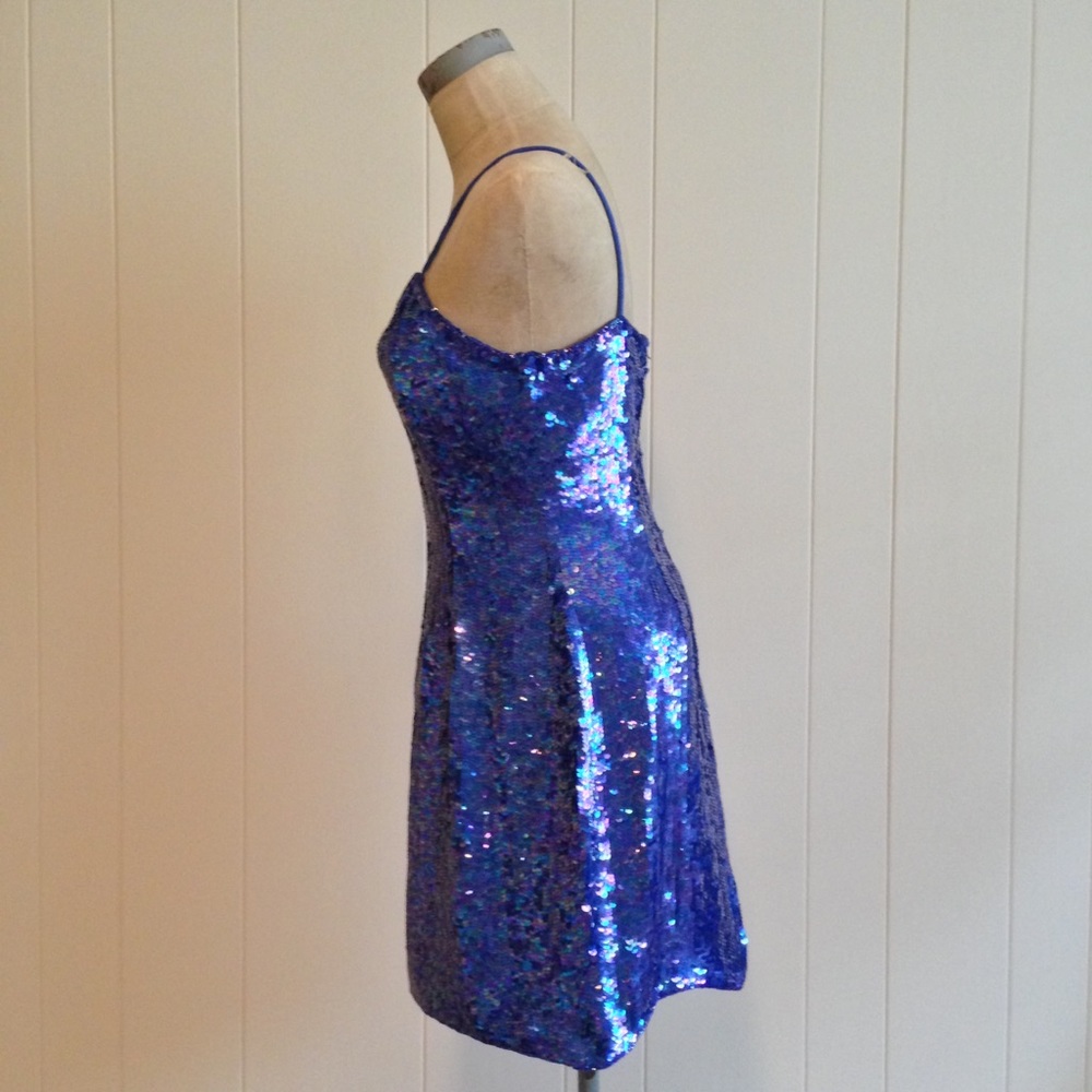 ‼️SOLD‼️ VINTAGE l Blue Sequin Cocktail Dress XS - Picture 2 of 7