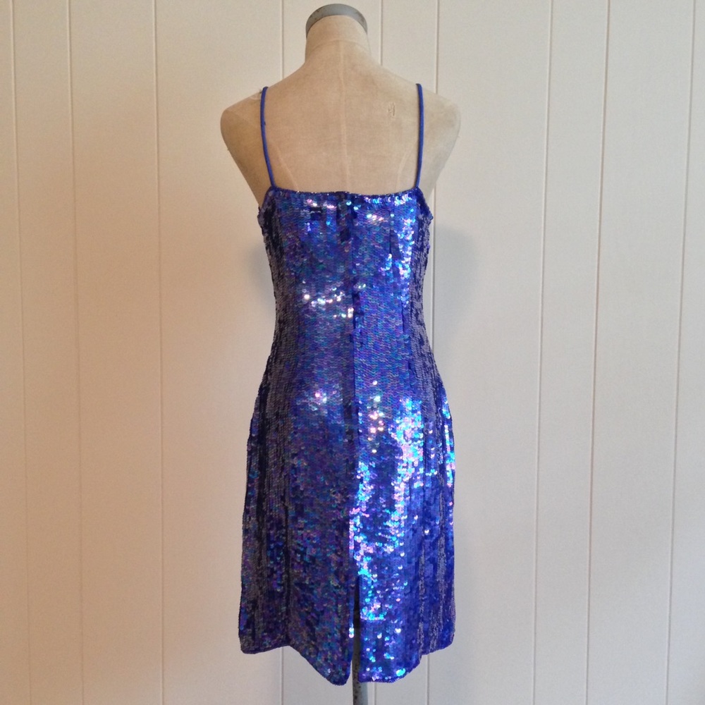 ‼️SOLD‼️ VINTAGE l Blue Sequin Cocktail Dress XS - Picture 3 of 7