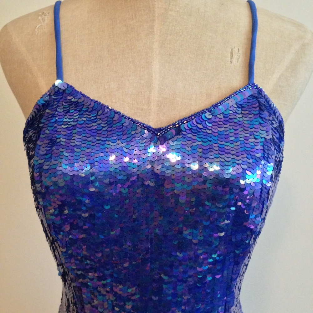 ‼️SOLD‼️ VINTAGE l Blue Sequin Cocktail Dress XS - Picture 6 of 7