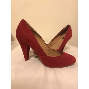 Red suede heels