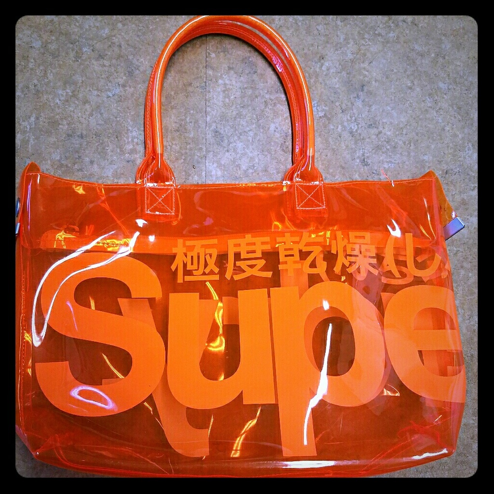 Superdry orange PVC mini whopper shopper bag
