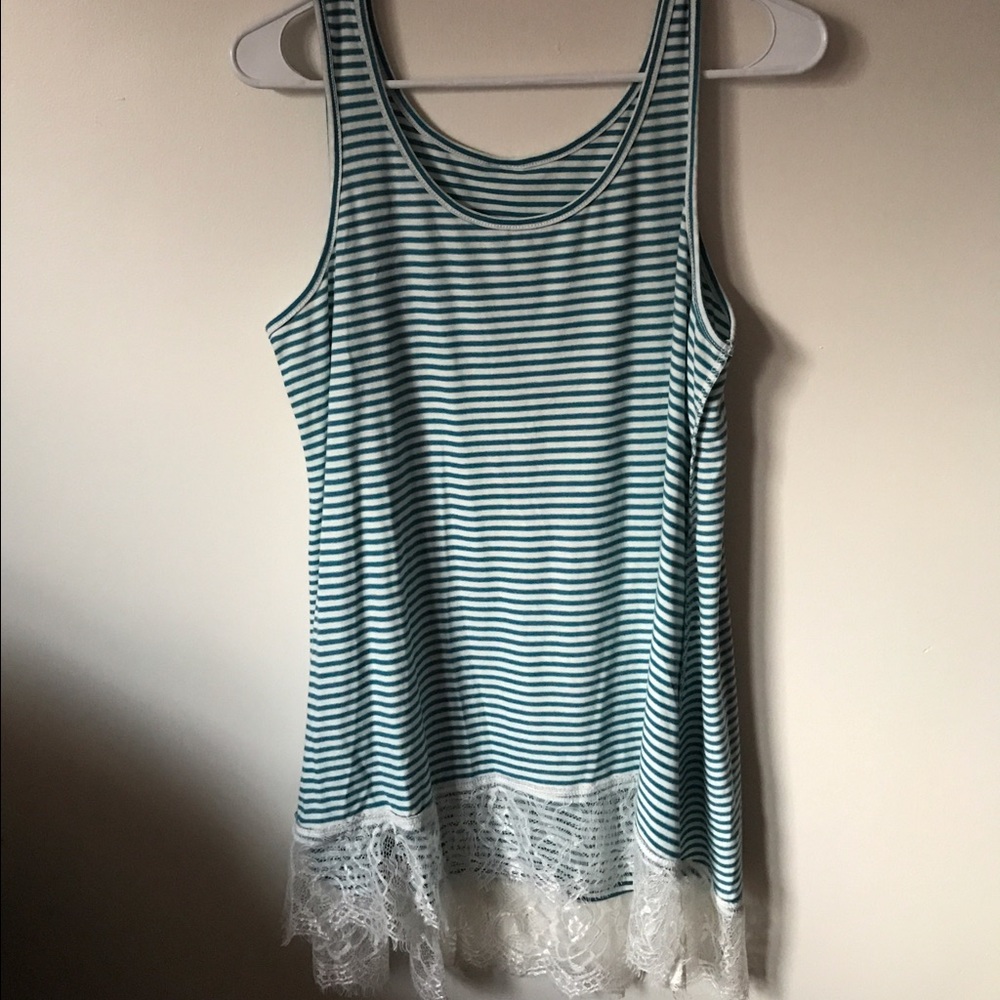 Faded glory striped/lace tank