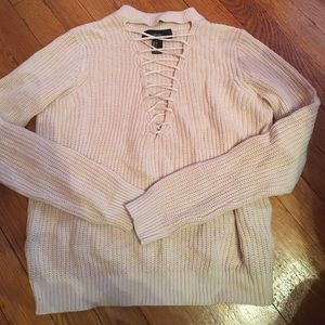Forever 21 Lace Up Sweater Sm